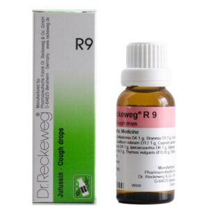 dr reckeweg r9 jutussin cough drops 22ml – for dry cough, wet cough, whooping cough, bronchitis, irritative cough & throat irritation relief