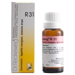 dr reckeweg r31 (contraemin) appetite energiser, anaemia treatment, loss of appetite, weakness, fatigue, nutritional deficiency drops 22ml