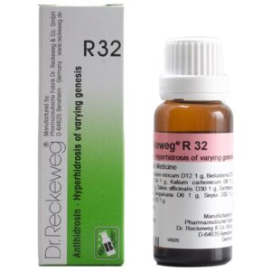 dr reckeweg r32 antihidrosin drops 22ml – hyperhidrosis, excessive sweating, night sweats, stress induced perspiration, hormonal sweating relief