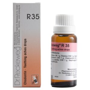 dr reckeweg r35 (chadontin) teething aches drops 22ml for teething pain, gum inflammation, irritability, restlessness, sleeplessness in babies & children