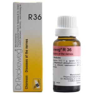 dr. reckeweg r36 choresan nervous disease drops 22ml – for chorea, nervous disorders, anxiety, restlessness, tremors, neurological weakness & stress