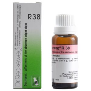 dr reckeweg r38 (dextronex) abdomen right side pain drops 22ml – for liver disorders, gallbladder pain, right sided abdominal pain, indigestion & bloating