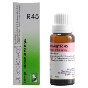dr reckeweg r45 (laryngin) drops 22ml – for laryngitis, hoarseness, sore throat, voice loss, vocal cord inflammation, dry throat & throat irritation relief