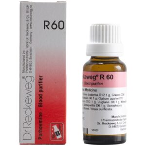 dr reckeweg r60 purhaemine blood purifier drops 22ml for acne, pimples, eczema, psoriasis, skin allergies, boils, itching & impure blood