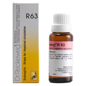 dr. reckeweg r63 (endangitin) drops 22ml – for impaired blood circulation, peripheral circulatory disorders, cold hands & feet, varicose veins, poor blood flow & vascular weakness