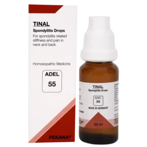 adel 55 (tinal) spondylitis drops 20ml – for cervical spondylitis, lumbar spondylitis, neck pain, back pain, joint stiffness & inflammatory spine conditions