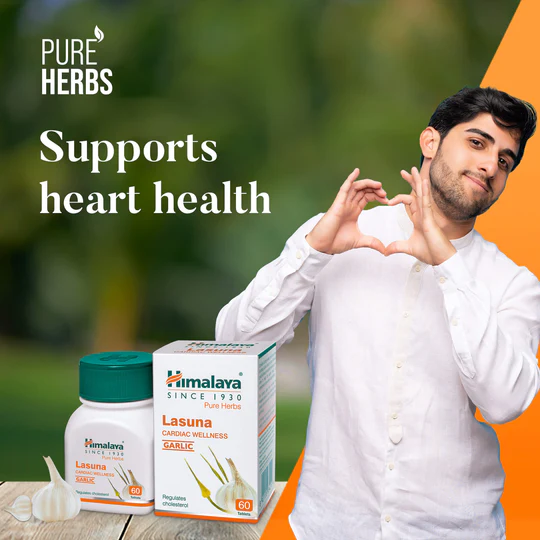 Himalaya Pure Herbs Lasuna Cardiac Wellness Tablets for Cholesterol Support, Heart Health, Blood Circulation & Cardiovascular Wellness – 60 Tablets | vedabox - Image 2